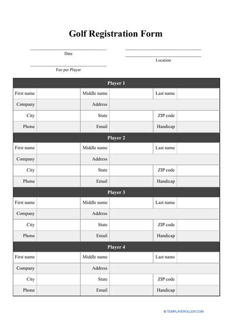 Free Online Golf Registration Form Template .